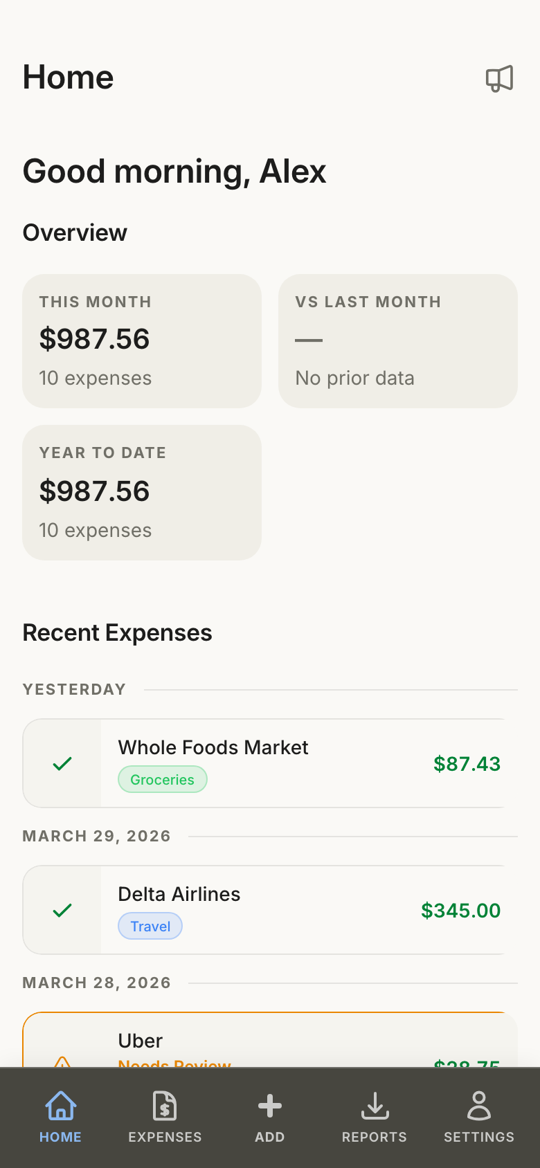 Mari Yangu mobile dashboard showing expense overview and recent expenses